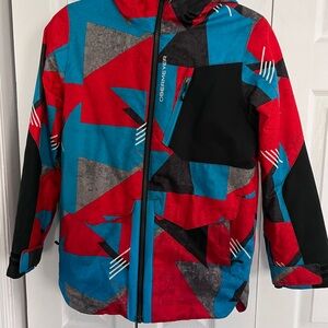 Obermeyer Kids Geometric Puffer Jacket - Red, Blue, and Black